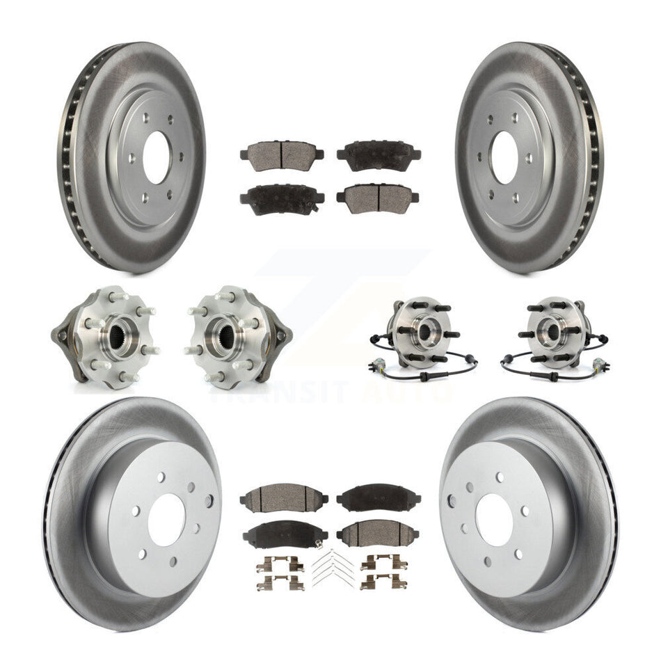 Front Rear Hub Bearings Assembly Coated Disc Brake Rotors And Ceramic Pads Kit (10Pc) For Nissan Pathfinder KBB-112900