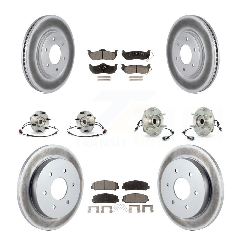 Front Rear Hub Bearings Assembly Coated Disc Brake Rotors And Ceramic Pads Kit (10Pc) For 2007 INFINITI QX56 From 04 07 KBB-112904