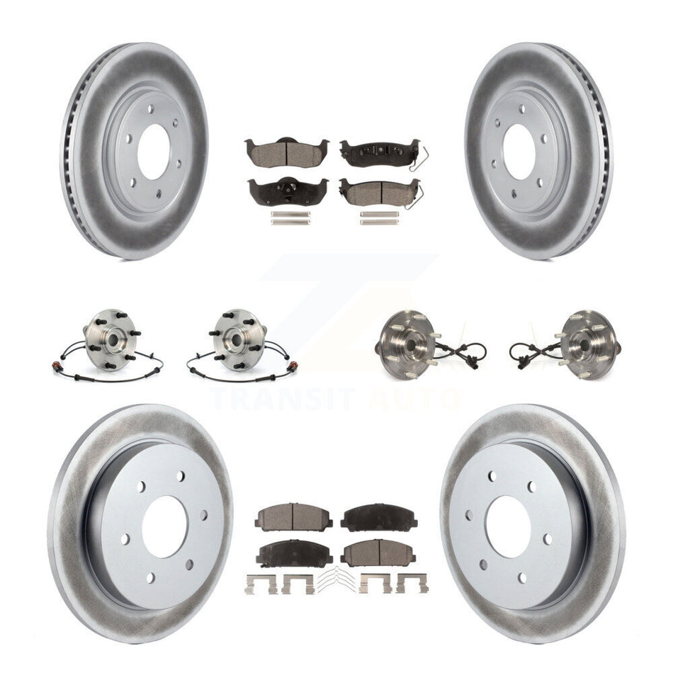 Front Rear Hub Bearings Assembly Coated Disc Brake Rotors And Ceramic Pads Kit (10Pc) For 2012 Nissan Armada 4WD From 12 11 KBB-112906