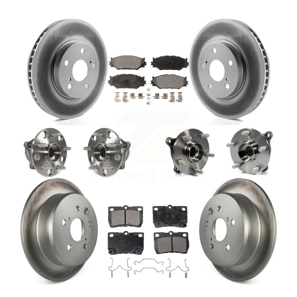 Front Rear Hub Bearings Assembly Coated Disc Brake Rotors And Ceramic Pads Kit (10Pc) For Lexus IS250 KBB-112916