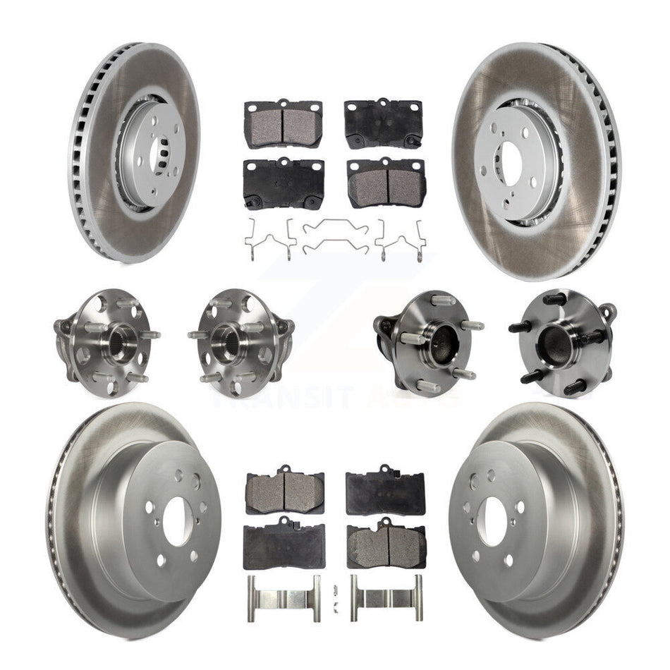 Front Rear Hub Bearings Assembly Coated Disc Brake Rotors And Ceramic Pads Kit (10Pc) For Lexus IS350 GS350 GS430 GS450h GS460 KBB-112917