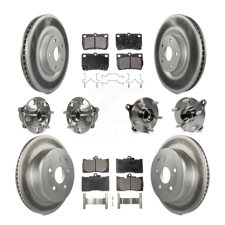 Front Rear Hub Bearings Assembly Coated Disc Brake Rotors And Ceramic Pads Kit (10Pc) For Lexus GS350 IS350 KBB-112925