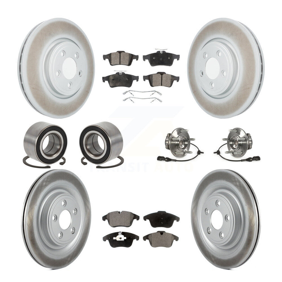 Front Rear Wheel Hub Bearings Assembly Coated Disc Brake Rotors And Ceramic Pads Shoes Kit (10Pc) For 2013 Jaguar XF 2.0L KBB-112933
