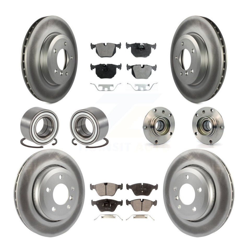 Front Rear Wheel Hub Bearings Assembly Coated Disc Brake Rotors And Ceramic Pads Shoes Kit (10Pc) For 2001-2005 BMW 330Ci 330i KBB-112935