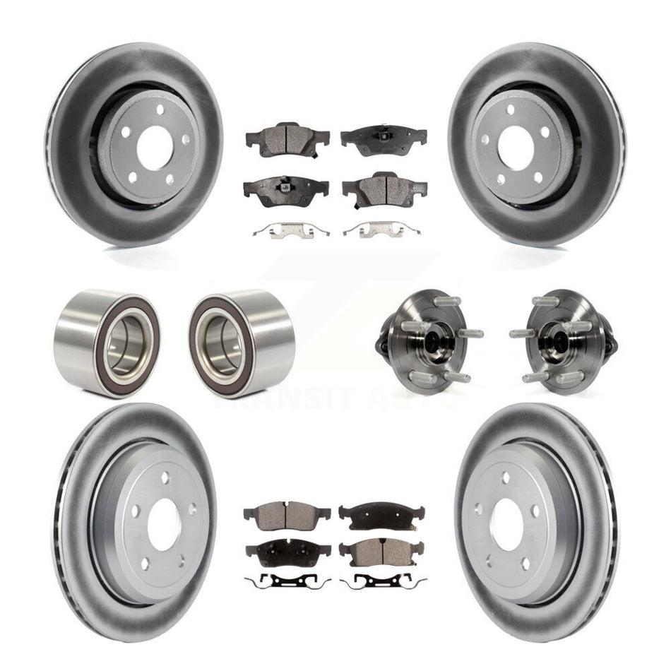 Front Rear Wheel Hub Bearings Assembly Coated Disc Brake Rotors And Ceramic Pads Shoes Kit (10Pc) For Dodge Durango Jeep Grand Cherokee KBB-112942