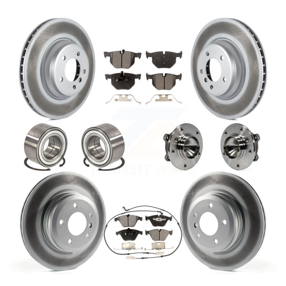 Front Rear Wheel Hub Bearings Assembly Coated Disc Brake Rotors And Ceramic Pads Shoes Kit (10Pc) For BMW 335i 335d 335is KBB-112946