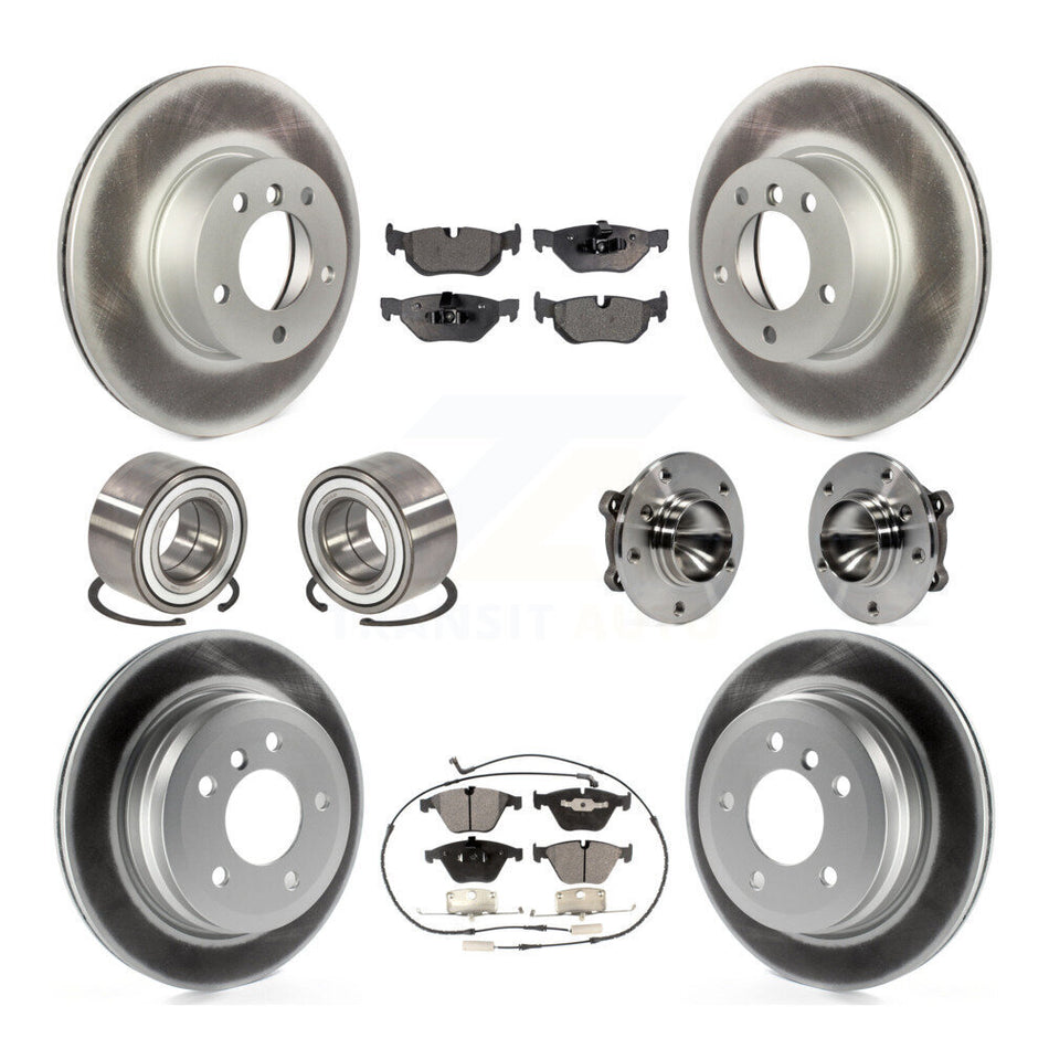 Front Rear Wheel Hub Bearings Assembly Coated Disc Brake Rotors And Ceramic Pads Shoes Kit (10Pc) For BMW 328i KBB-112949