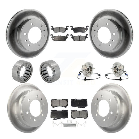 Front Rear Hub Bearing Coated Brake Rotor And Pad Shoe Kit (10Pc) For 2006-2008 Hummer H3 KBB-112971
