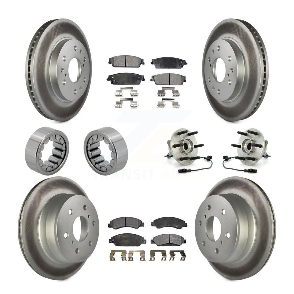Front Rear Hub Bearing Coated Brake Rotor Pad Shoe Kit (10Pc) For Chevrolet Avalanche GMC KBB-112974