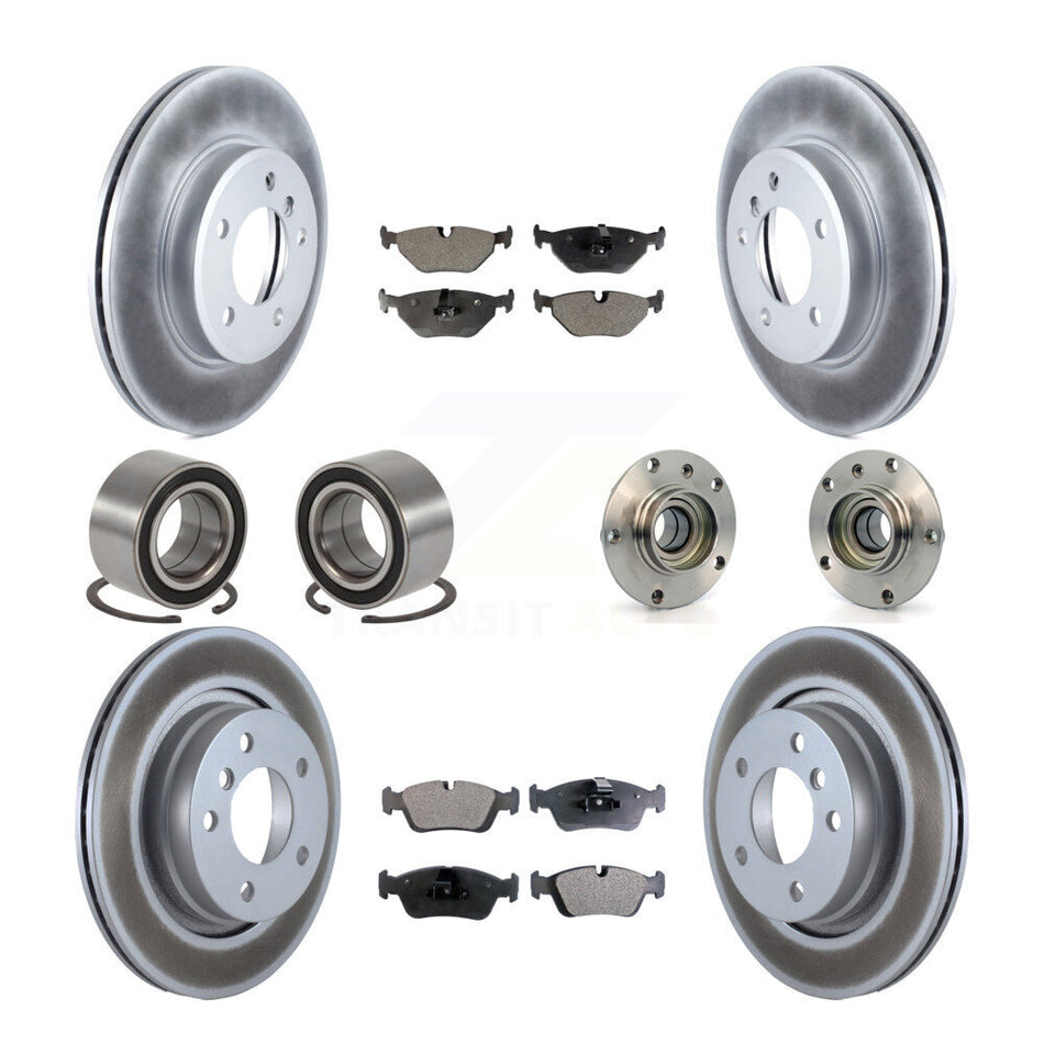 Front Rear Wheel Hub Bearings Assembly Coated Disc Brake Rotors And Ceramic Pads Shoes Kit (10Pc) For BMW 325Ci 323i 328i 323Ci 328Ci KBB-112989