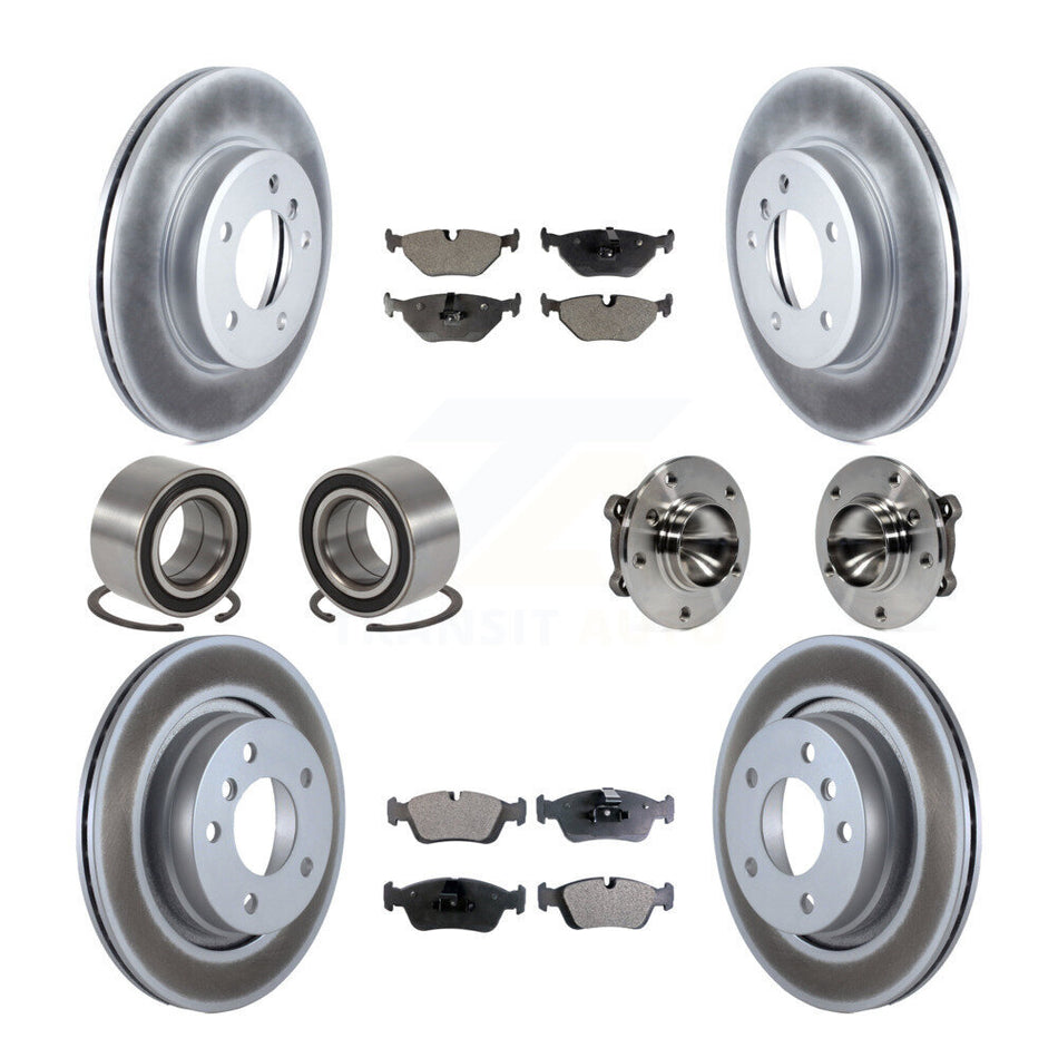 Front Rear Wheel Hub Bearings Assembly Coated Disc Brake Rotors And Ceramic Pads Shoes Kit (10Pc) For 2006 BMW 325Ci KBB-112990
