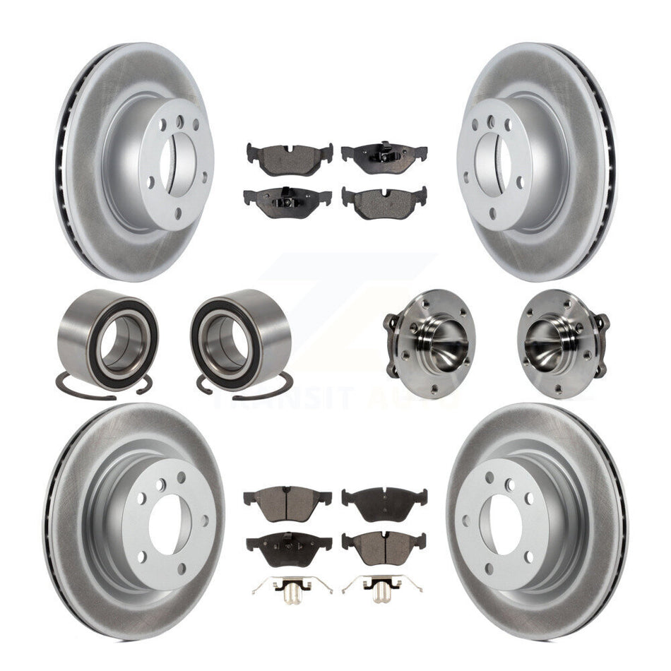 Front Rear Wheel Hub Bearings Assembly Coated Disc Brake Rotors And Ceramic Pads Shoes Kit (10Pc) For BMW 328i 325i 323i KBB-112991