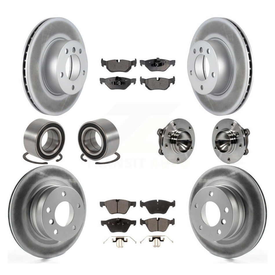 Front Rear Wheel Hub Bearings Assembly Coated Disc Brake Rotors And Ceramic Pads Shoes Kit (10Pc) For 2008-2013 BMW 128i KBB-112992