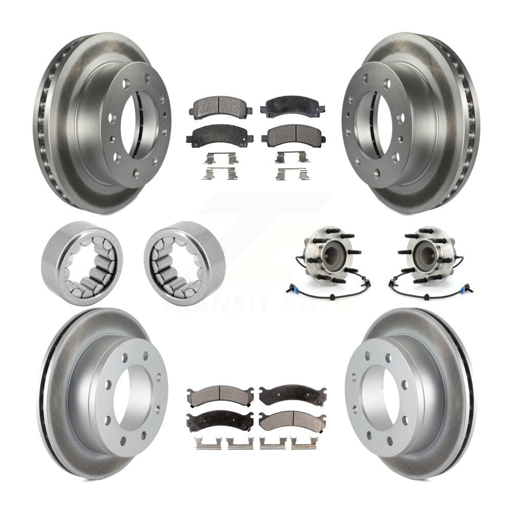Front Rear Hub Bearing Coated Brake Rotor Pads Shoe Kit (10Pc) For Chevrolet Express 2500 KBB-113053