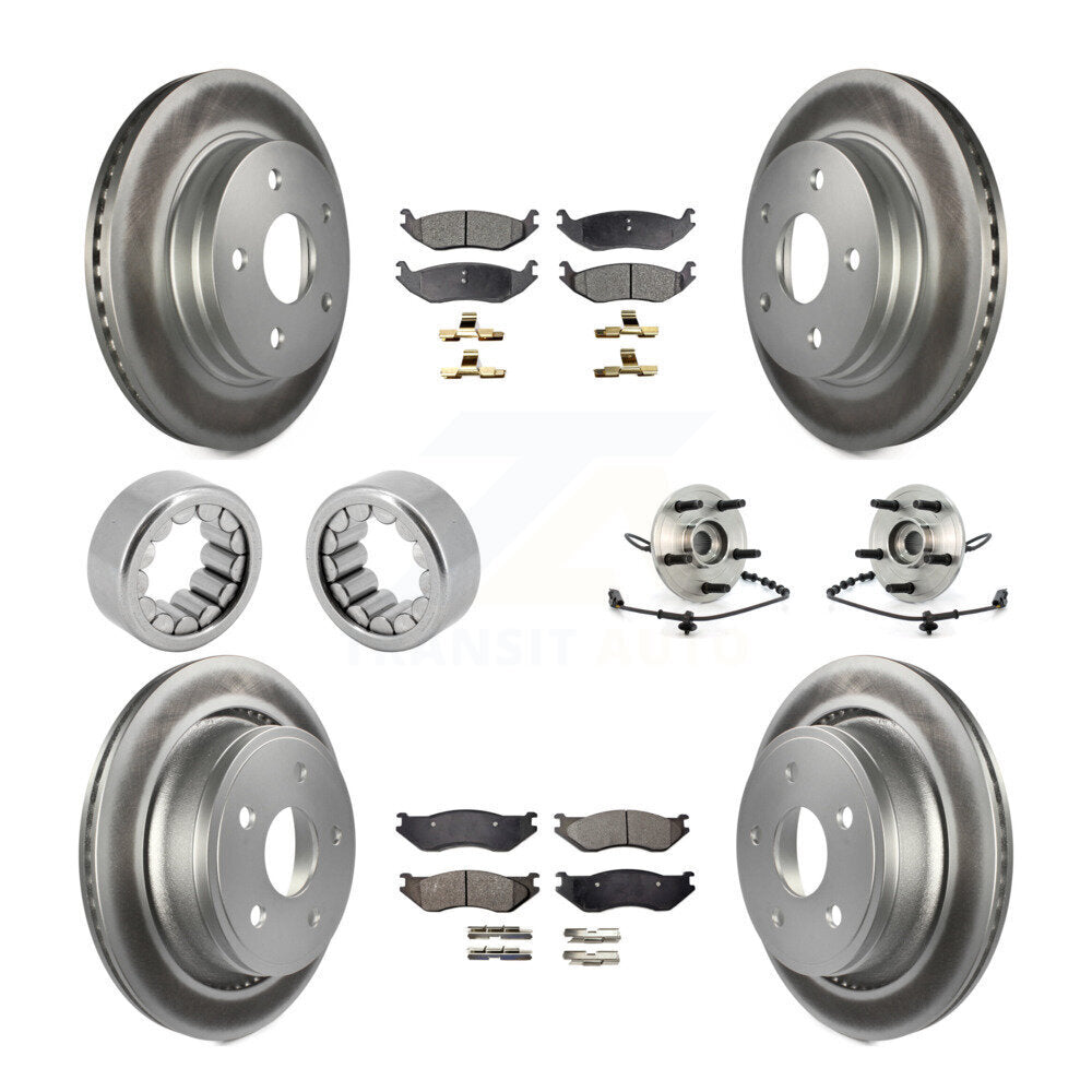 Front Rear Hub Bearing Coated Disc Brake Rotor And Pad Shoe Kit (10Pc) For Dodge Ram 1500 KBB-113060