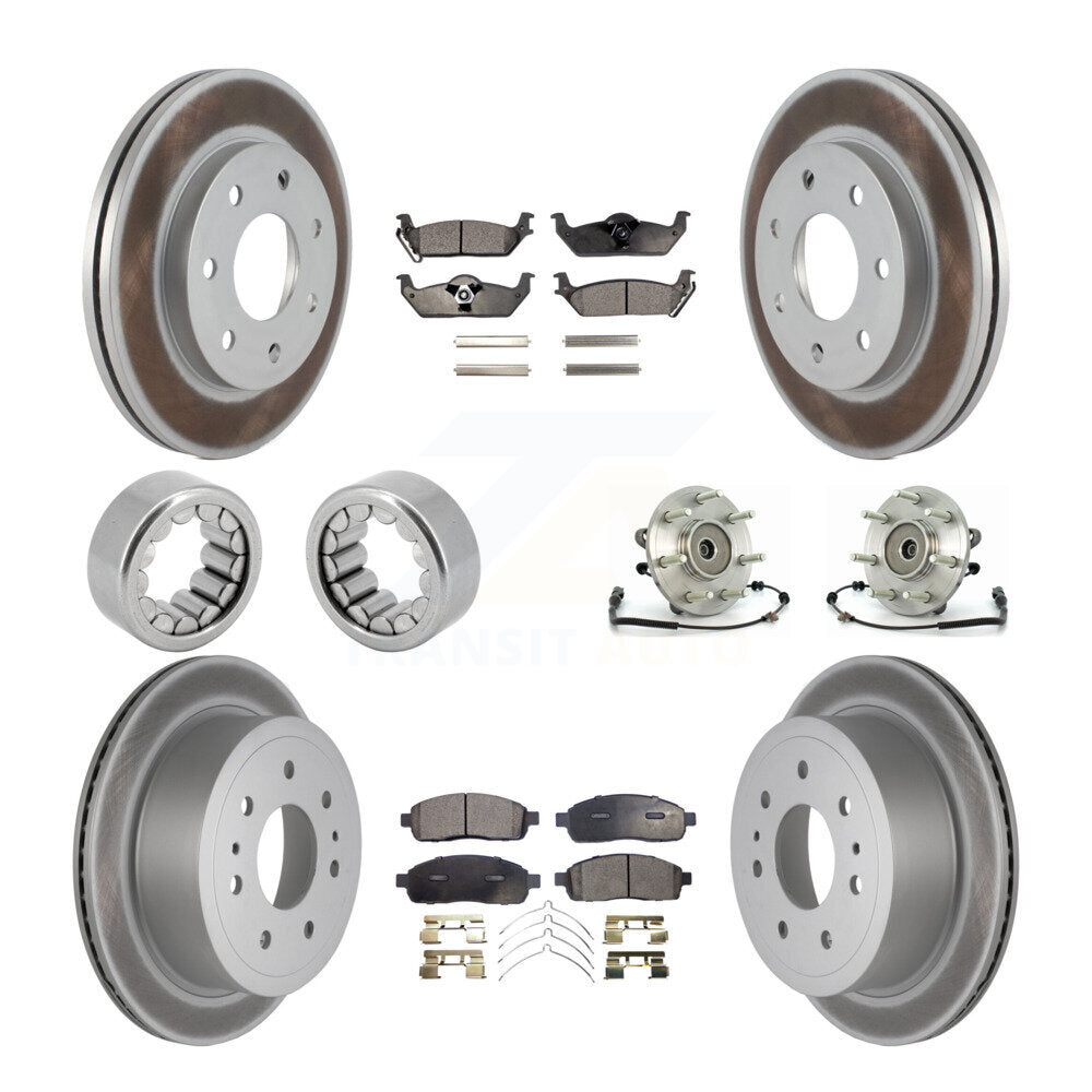 Front Rear Hub Bearing Coat Brake Rotor Pad Shoe Kit (10Pc) For 06-08 Lincoln Mark LT 4WD KBB-113063
