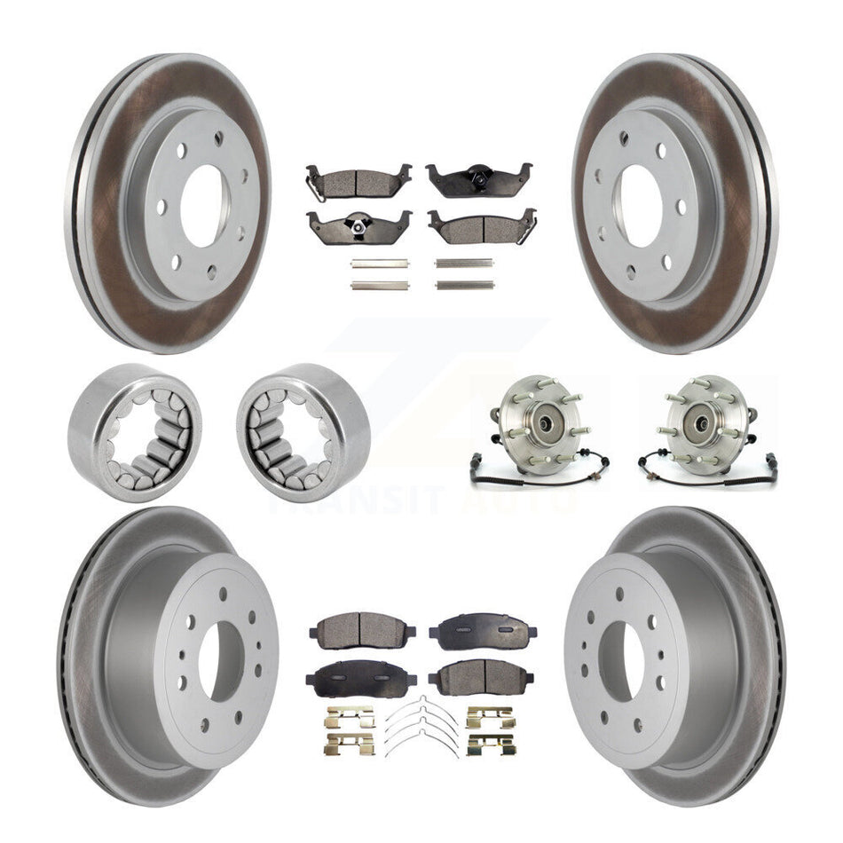Front Rear Hub Bearing Coat Brake Rotor Pad Shoe Kit (10Pc) For 06-08 Lincoln Mark LT 4WD KBB-113063