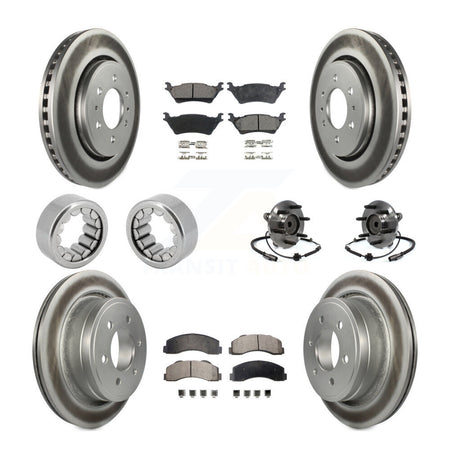 Front Rear Hub Bearing Coated Brake Rotor And Pad Shoe Kit (10Pc) For 2014 Ford F-150 RWD KBB-113091