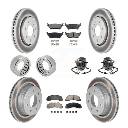 Front Rear Hub Bearing Coated Brake Rotor And Pad Shoe Kit (10Pc) For 2014 Ford F-150 RWD KBB-113093