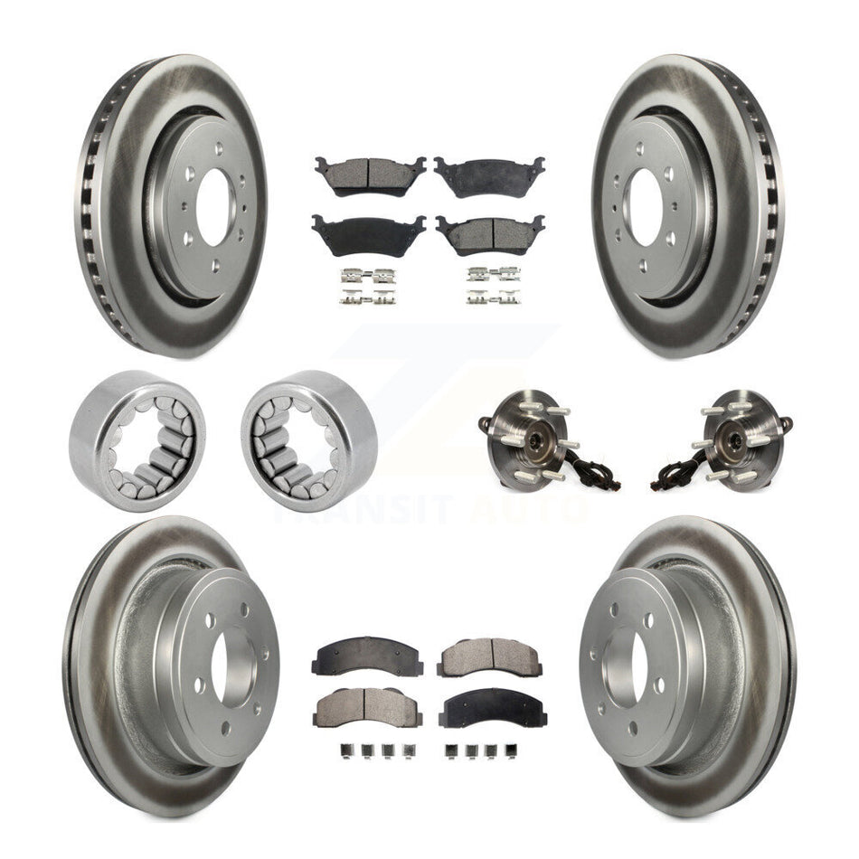 Front Rear Hub Bearings Coated Disc Brake Rotors And Pads Shoes Kit (10Pc) For Ford F-150 KBB-113099