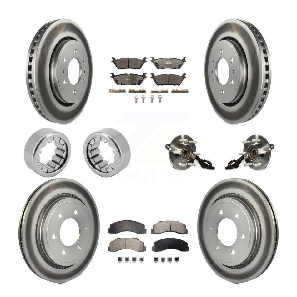 Front Rear Hub Bearings Coated Disc Brake Rotors And Pads Shoes Kit (10Pc) For Ford F-150 KBB-113100