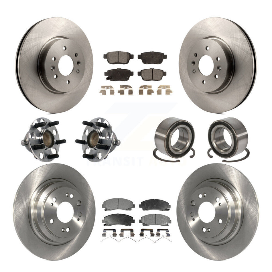 Front Rear Wheel Hub Bearings Assembly Disc Brake Rotors And Ceramic Pads Kit (10Pc) For Acura TL KBB-113154