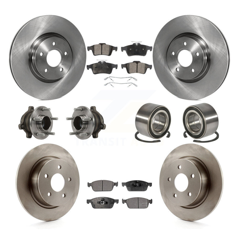 Front Rear Wheel Hub Bearings Assembly Disc Brake Rotors And Ceramic Pads Kit (10Pc) For Ford Connect KBB-113163