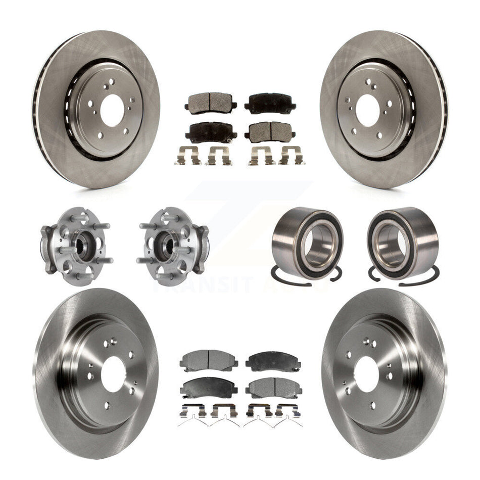 Front Rear Wheel Hub Bearings Assembly Disc Brake Rotors And Ceramic Pads Kit (10Pc) For 2015-2019 Acura TLX AWD KBB-113165
