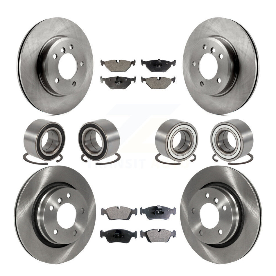 Front Rear Bearings Disc Brake Rotors And Ceramic Pads Kit (10Pc) For 2001-2005 BMW 325i KBB-113171