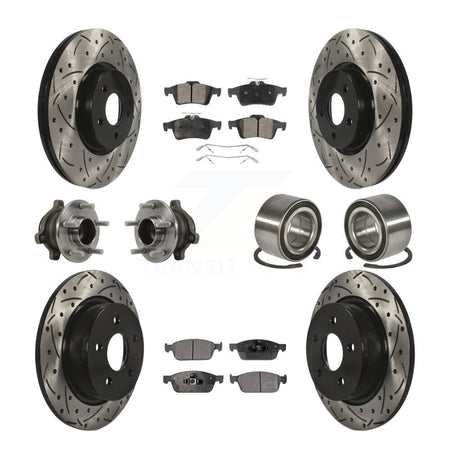 Front Rear Hub Bearing Coated Disc Brake Rotor & Pads Kit (10Pc) For Ford Transit Connect KBB-113178