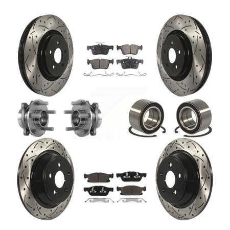 Front Rear Hub Bearing Coated Disc Brake Rotor And Pads Kit (10Pc) For 2015 Ford Edge AWD KBB-113201