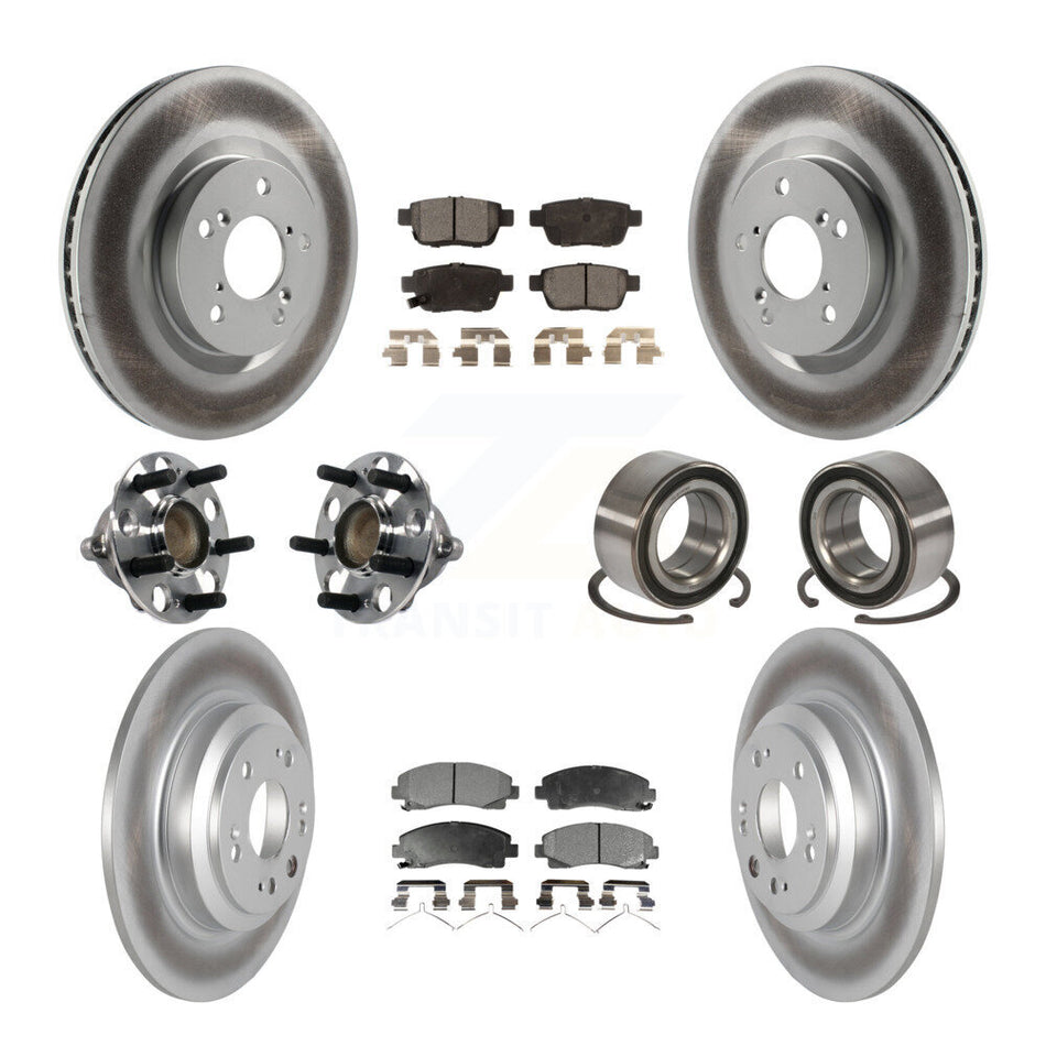 Front Rear Wheel Hub Bearings Assembly Coated Disc Brake Rotors And Semi-Metallic Pads Kit (10Pc) For Acura TL KBB-113206