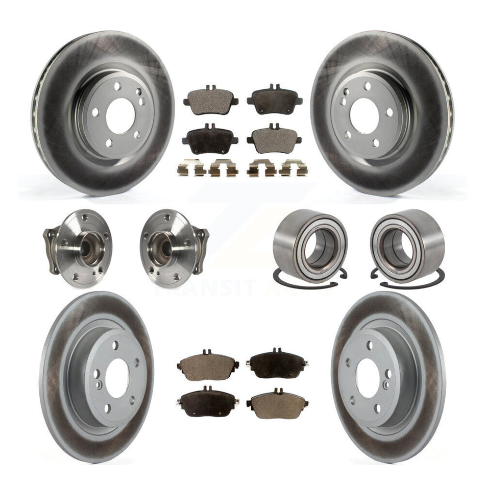 Front Rear Wheel Hub Bearings Assembly Coated Disc Brake Rotors And Semi-Metallic Pads Kit (10Pc) For Mercedes-Benz GLA250 CLA250 KBB-113216