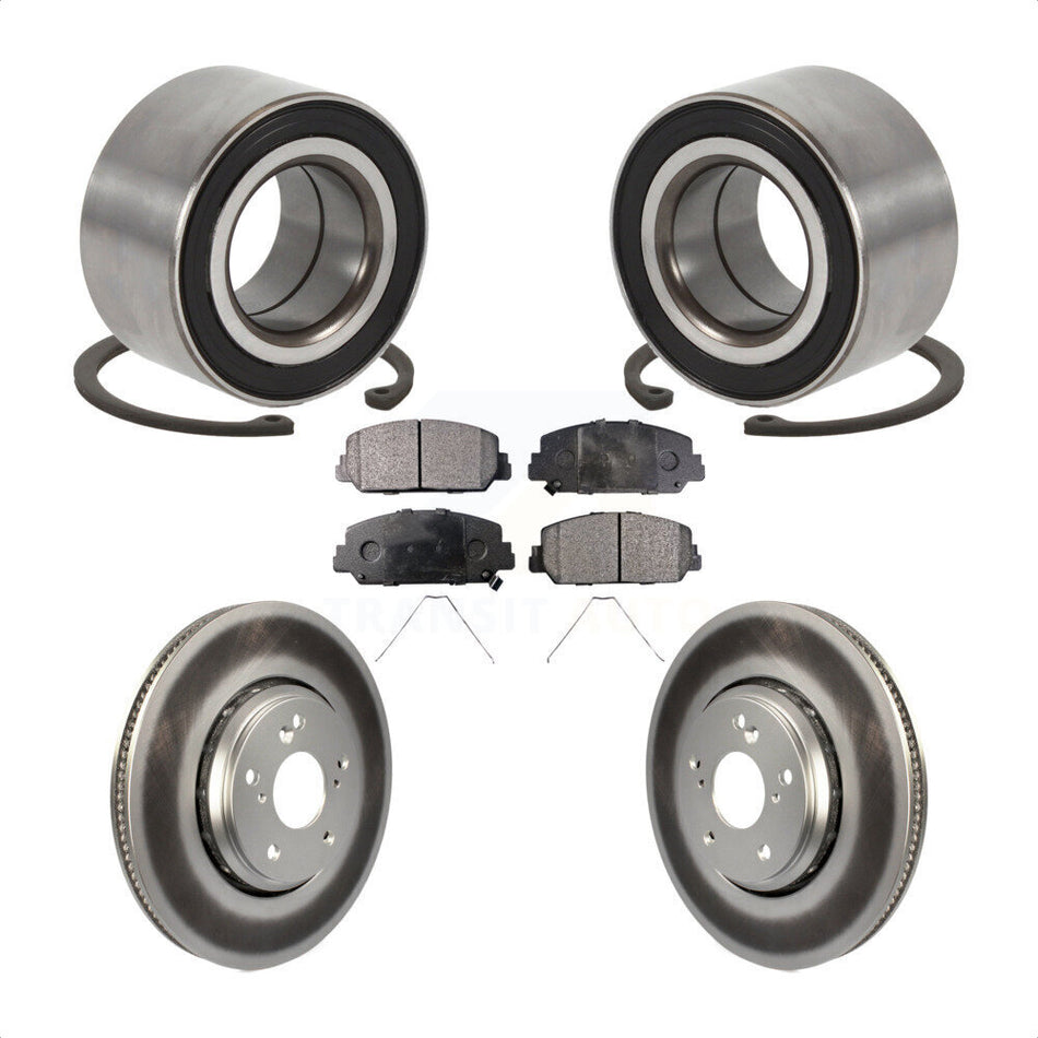 Front Wheel Bearing With Coated Disc Brake Rotors And Semi-Metallic Pads Kit For Honda Civic Acura ILX KBB-113221