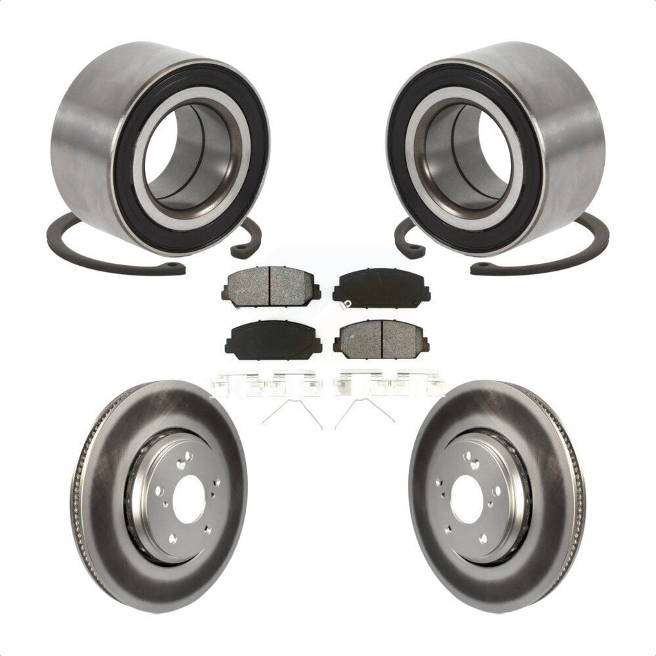 Front Wheel Bearing With Coated Disc Brake Rotors And Semi-Metallic Pads Kit For Honda Civic Acura ILX KBB-113241