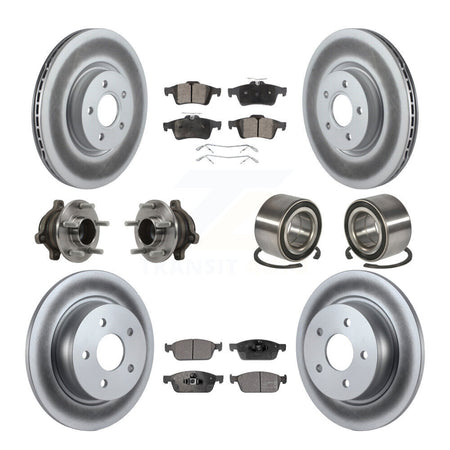 Front Rear Hub Bearing Coated Disc Brake Rotor & Pads Kit (10Pc) For Ford Transit Connect KBB-113259
