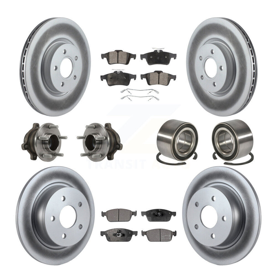 Front Rear Hub Bearing Coated Disc Brake Rotor & Pads Kit (10Pc) For Ford Transit Connect KBB-113259