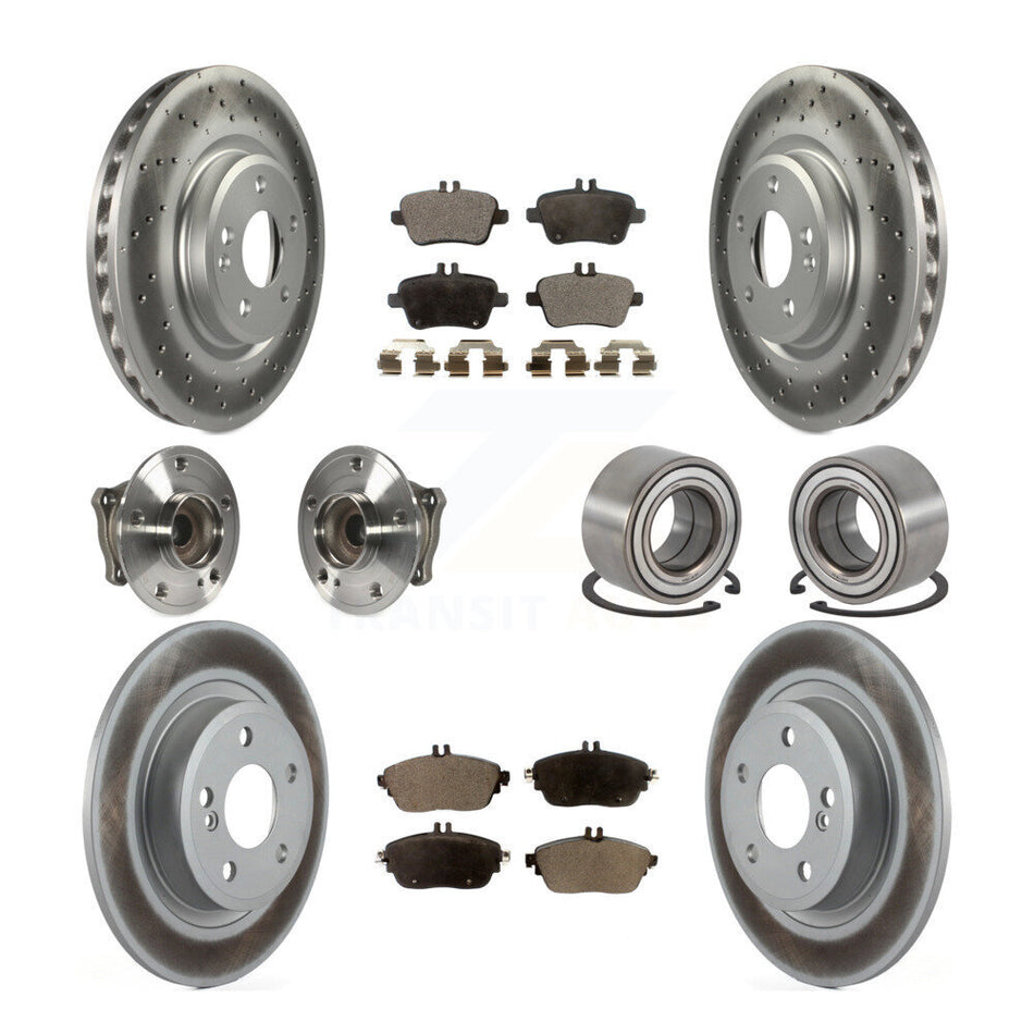 Front Rear Hub Bearing Coat Brake Rotor Pads Kit (10Pc) For 2019 Mercedes-Benz CLA250 FWD KBB-113261