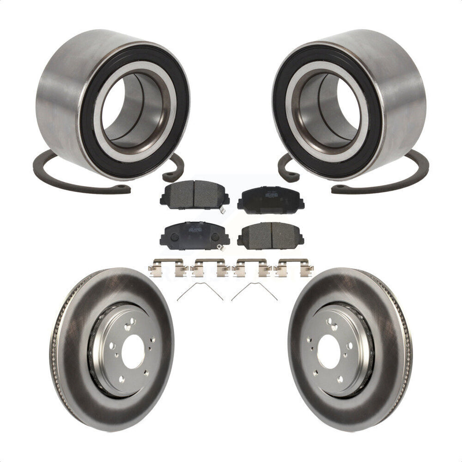 Front Wheel Bearing With Coated Disc Brake Rotors And Ceramic Pads Kit For Honda Civic Acura ILX KBB-113265