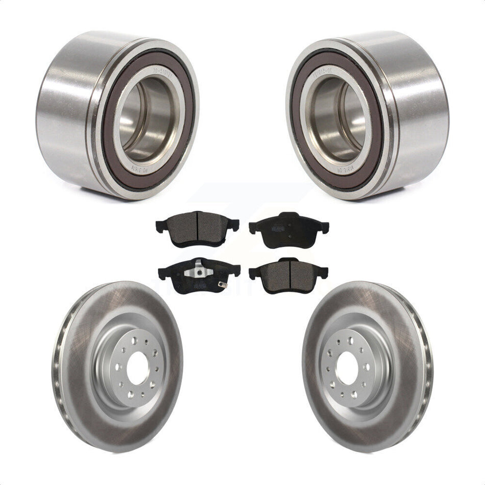 Front Wheel Bearing With Coated Disc Brake Rotors And Ceramic Pads Kit For 2014-2018 Fiat 500L KBB-113269