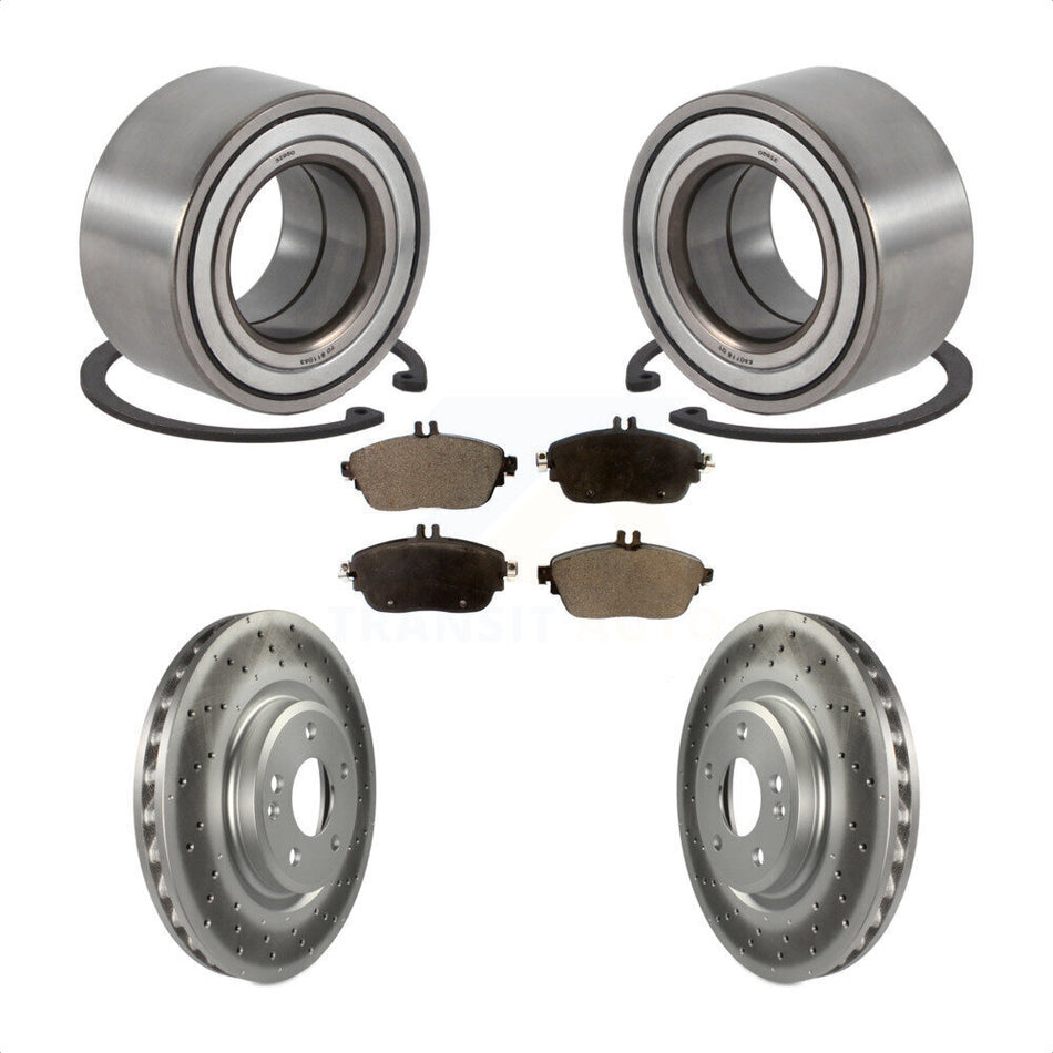 Front Wheel Bearing With Coated Disc Brake Rotors And Ceramic Pads Kit For Mercedes-Benz CLA250 GLA250 Sport Package KBB-113271