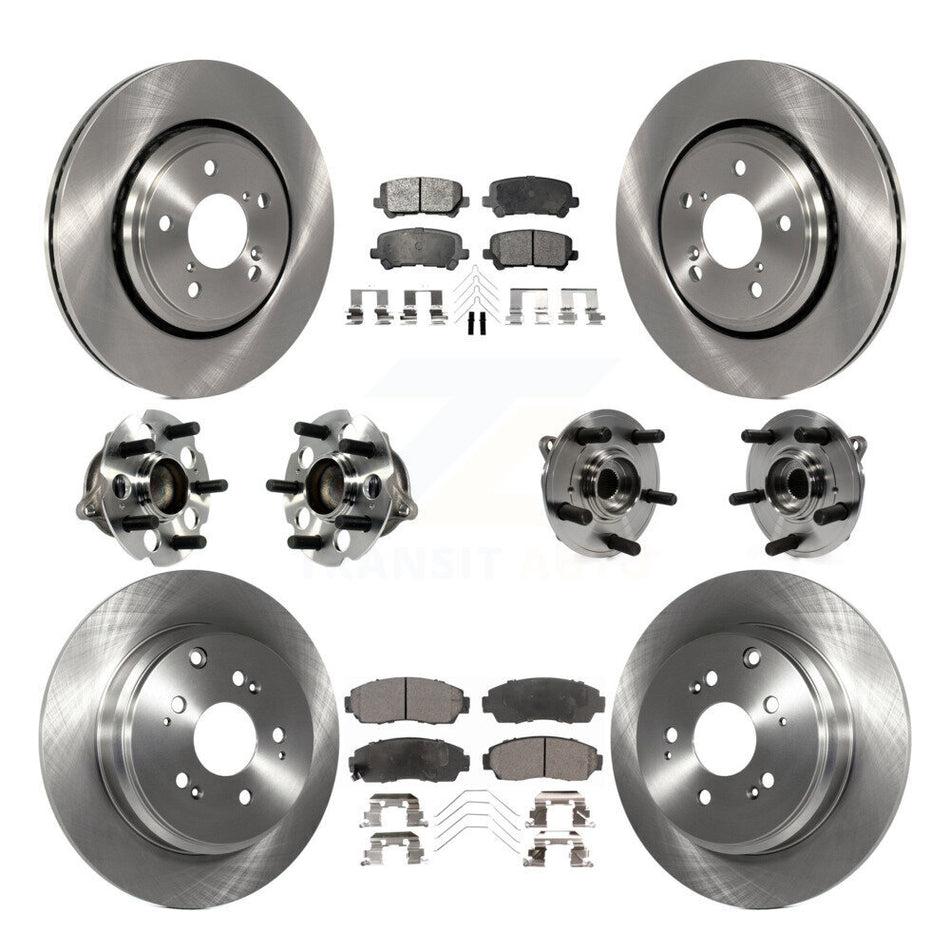 Front Rear Hub Bearings Assembly Disc Brake Rotors And Semi-Metallic Pads Kit (10Pc) For 2015-2017 Honda Odyssey KBB-113305