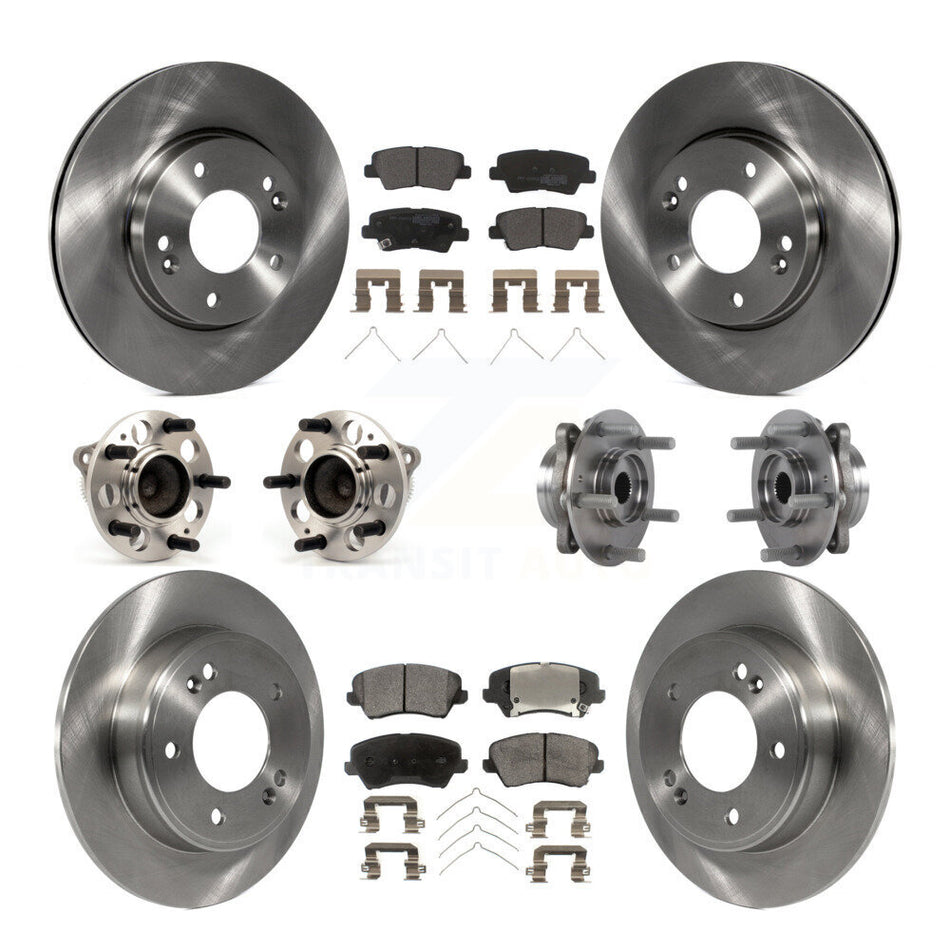 Front Rear Hub Bearings Disc Brake Rotors And Pads Kit (10Pc) For 2017 Hyundai Elantra GT KBB-113310