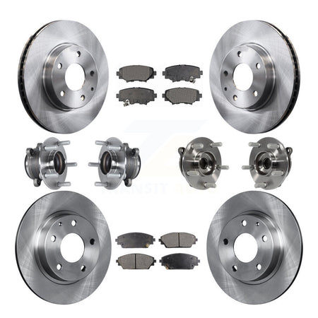 Front Rear Hub Bearings Assembly Disc Brake Rotors And Pads Kit (10Pc) For Mazda 3 Sport KBB-113320