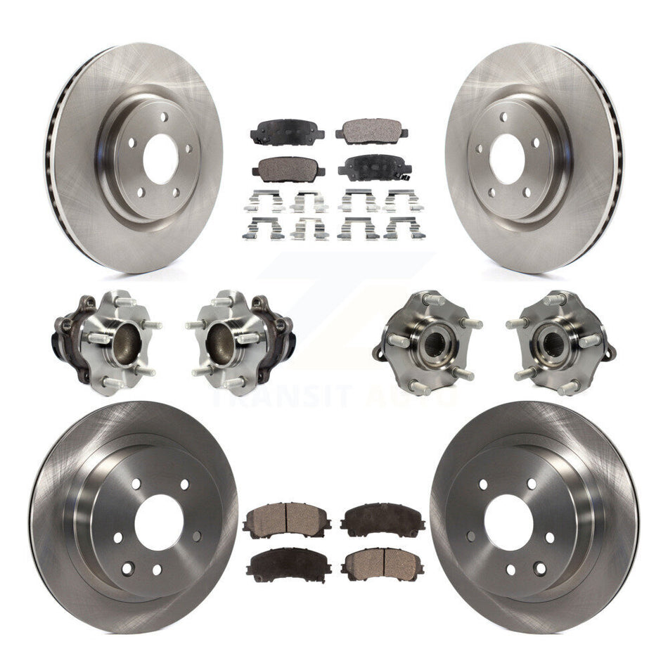 Front Rear Hub Bearings Assembly Disc Brake Rotors And Semi-Metallic Pads Kit (10Pc) For Nissan Rogue KBB-113322