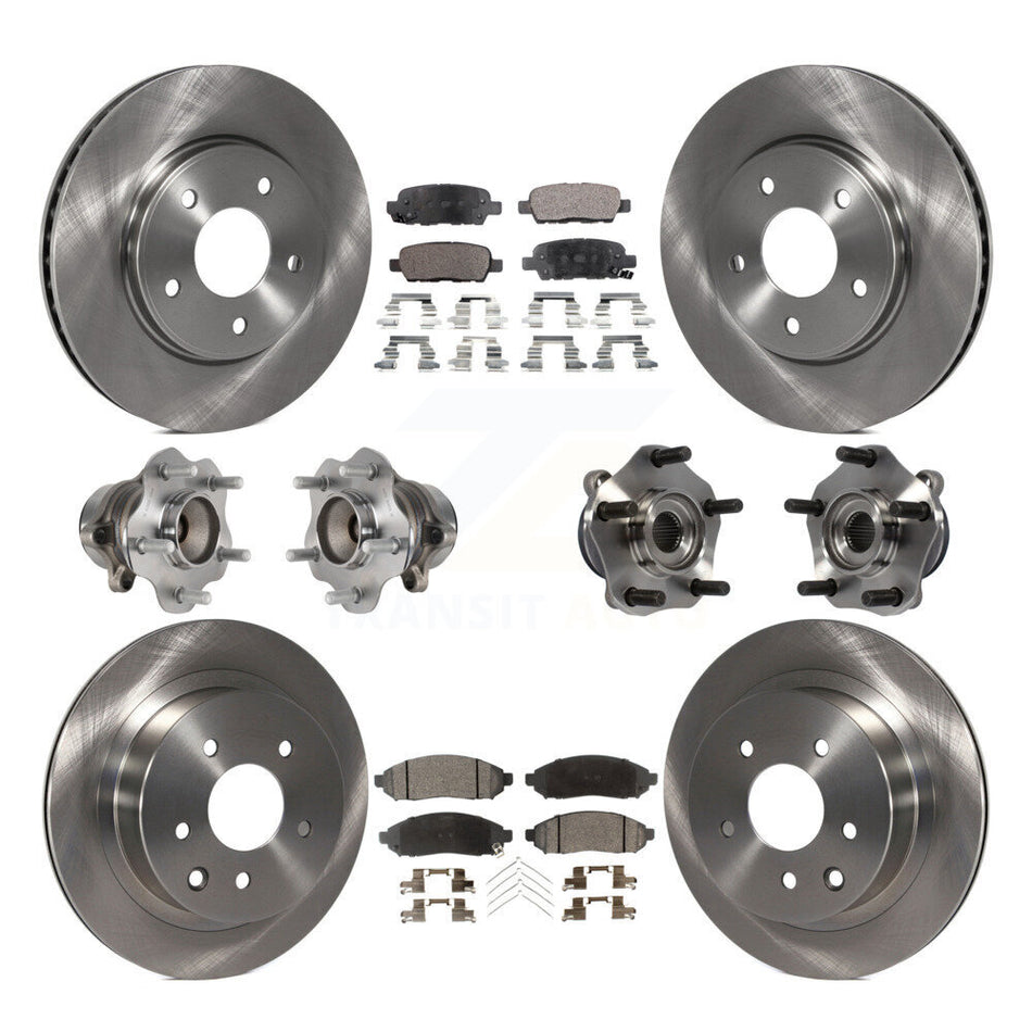 Front Rear Hub Bearings Assembly Disc Brake Rotors And Semi-Metallic Pads Kit (10Pc) For Nissan LEAF KBB-113323