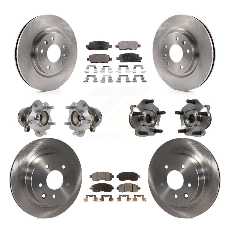 Front Rear Hub Bearings Assembly Disc Brake Rotors And Semi-Metallic Pads Kit (10Pc) For Nissan LEAF KBB-113325