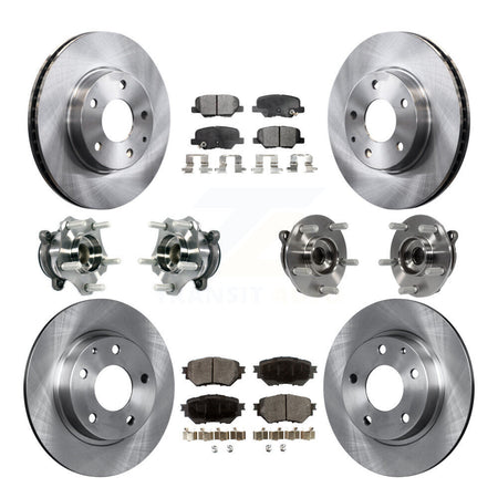 Front Rear Hub Bearings Assembly Disc Brake Rotors And Pads Kit (10Pc) For Mazda 3 Sport KBB-113328