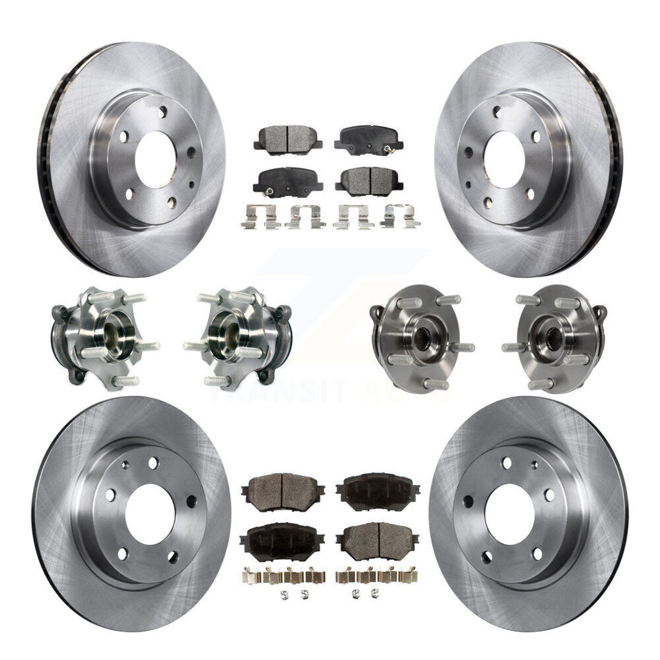 Front Rear Hub Bearings Assembly Disc Brake Rotors And Pads Kit (10Pc) For Mazda 3 Sport KBB-113328