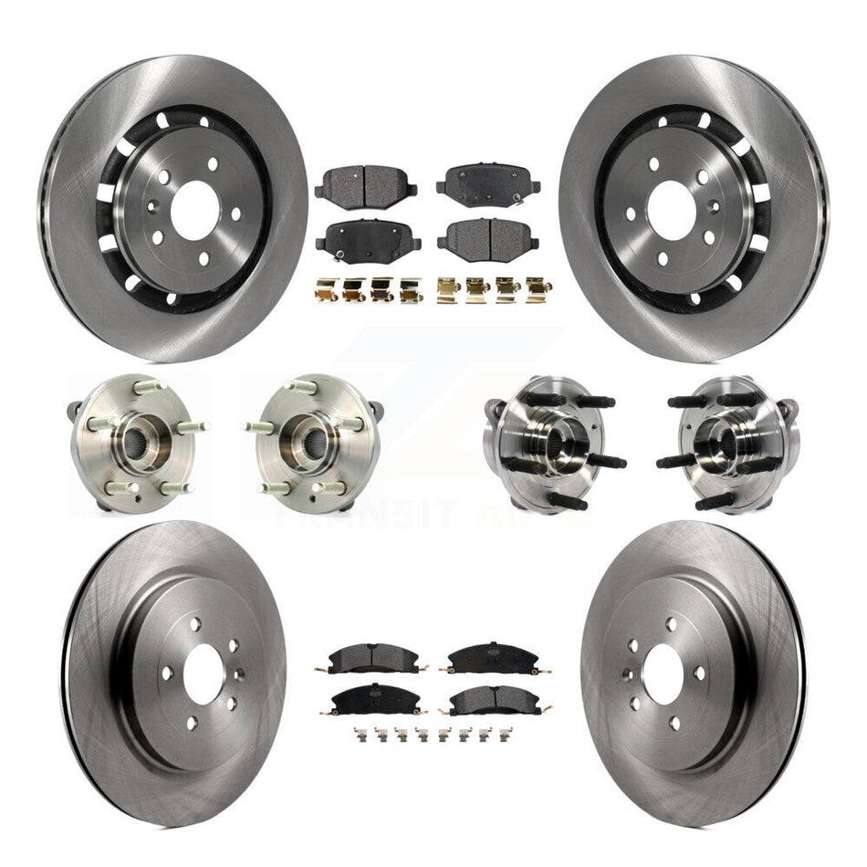 Front Rear Hub Bearings Assembly Disc Brake Rotors And Semi-Metallic Pads Kit (10Pc) For Ford Taurus Police Interceptor Sedan Special Service KBB-113339